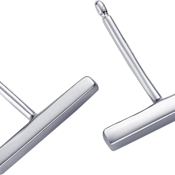 Sterling Silver Bar Earrings 2 sizes - Picture 4 of 10